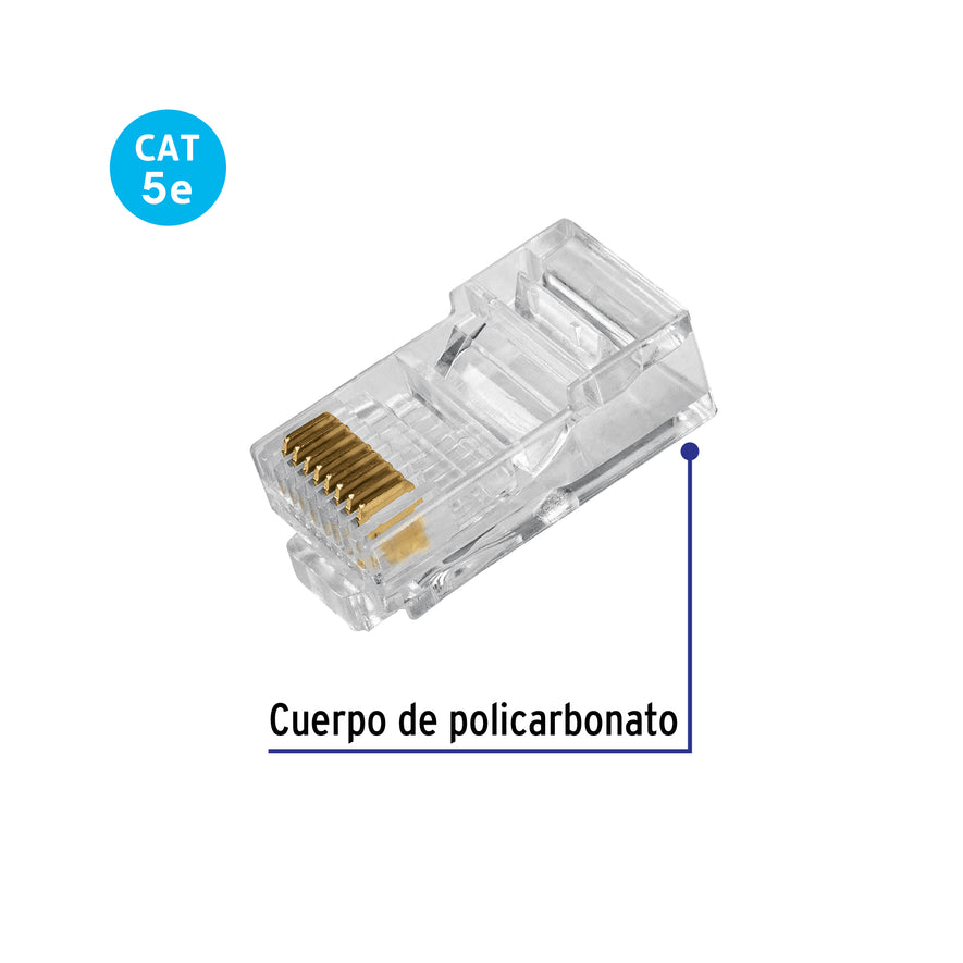 Plug RJ45 CAT5E, Bolsa con 20 piezas, VOLTECK Caja con 10, 49406