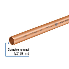 Tubo de 1/2' de cobre tipo 'L' , de 3 m, Foset Caja con 15, 41271