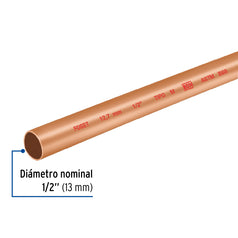 Tubo de 1/2' de cobre tipo 'M' , de 3 m, Foset Caja con 15, 41274