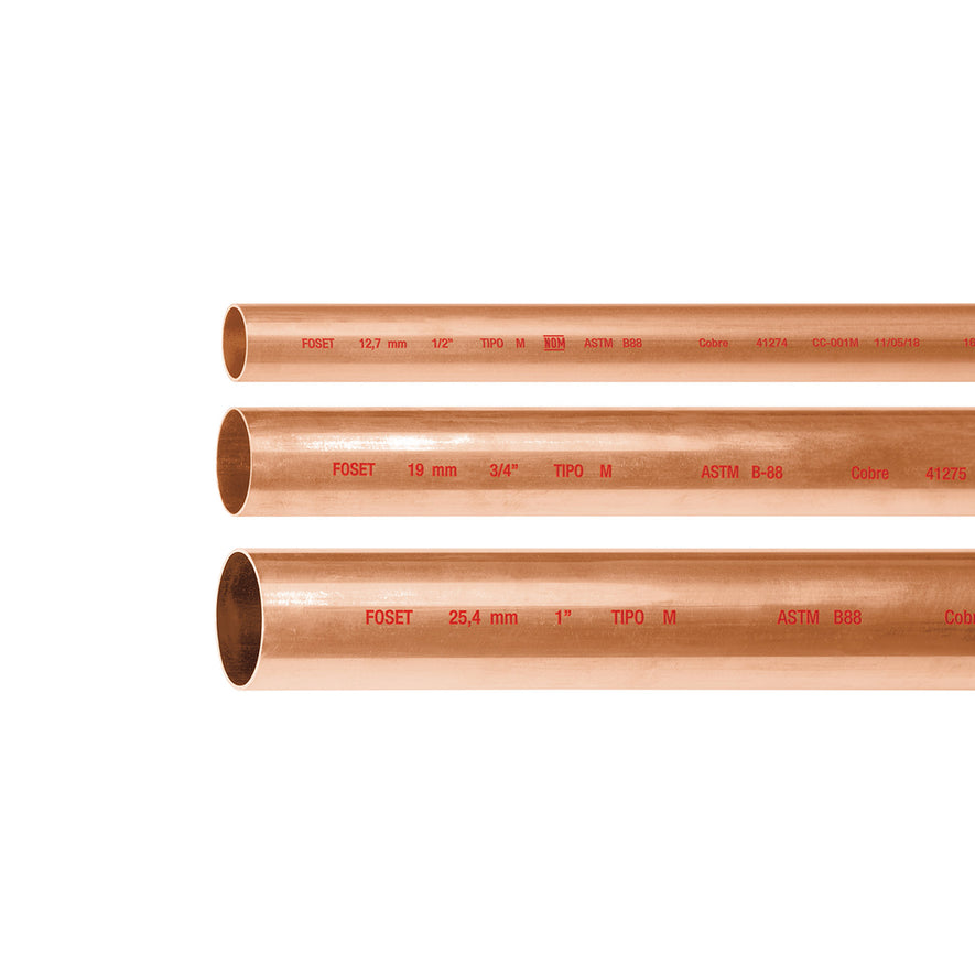 Tubo de 1' de cobre tipo 'M' , de 3 m, Foset, 41276
