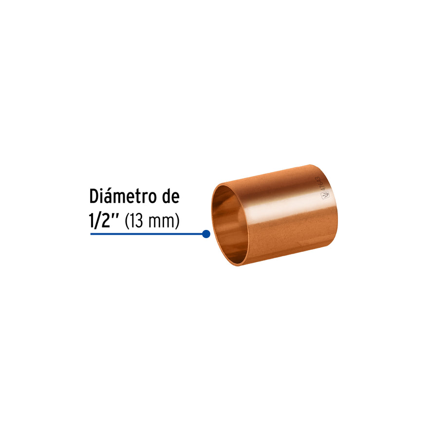 Cople de cobre sin ranura de 1/2', Foset Basic Caja con 10, 47643