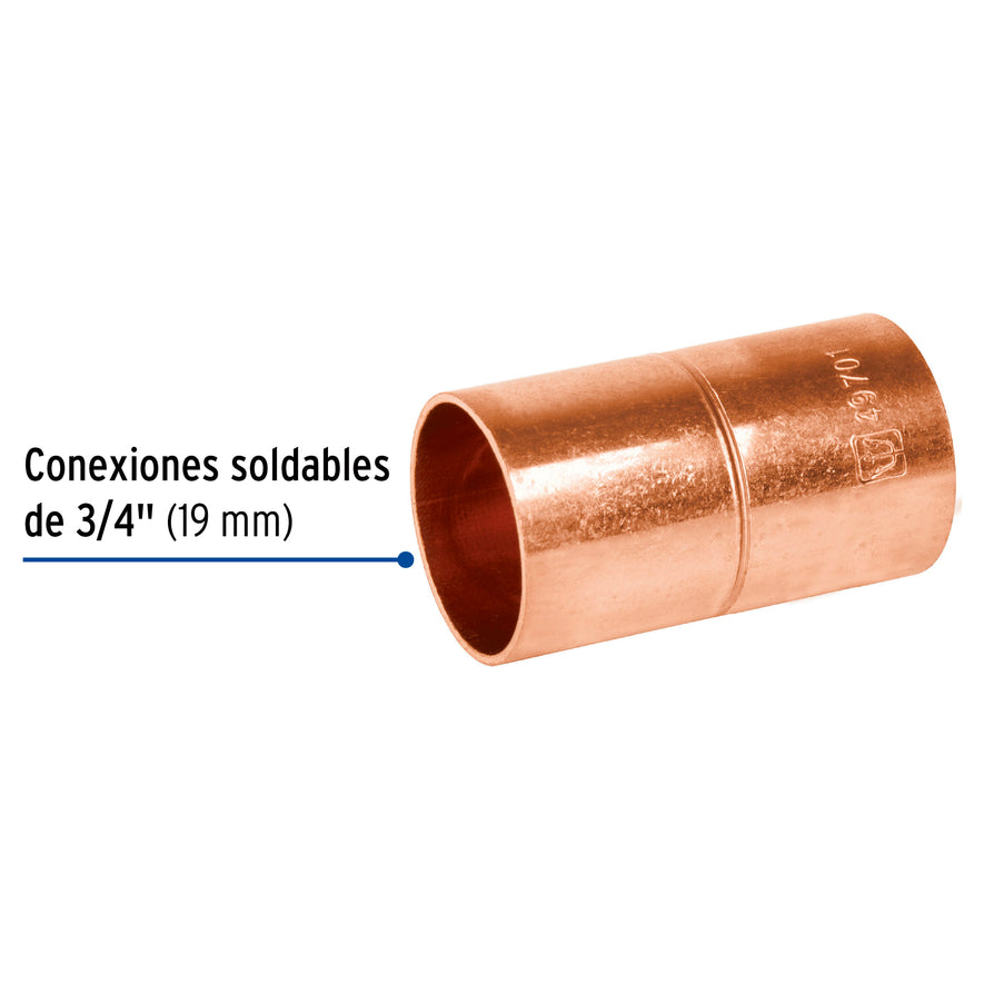 Cople de cobre de 3/4', Foset Caja con 10, 49701