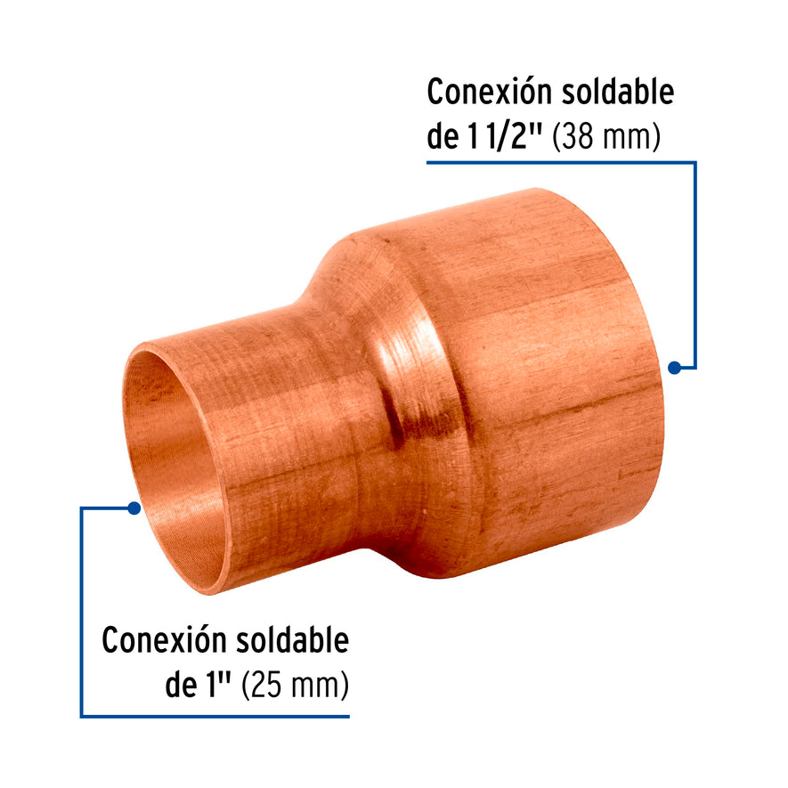 Cople reducción campana cobre 1-1/2' x 1', Foset Caja con 2, 48871
