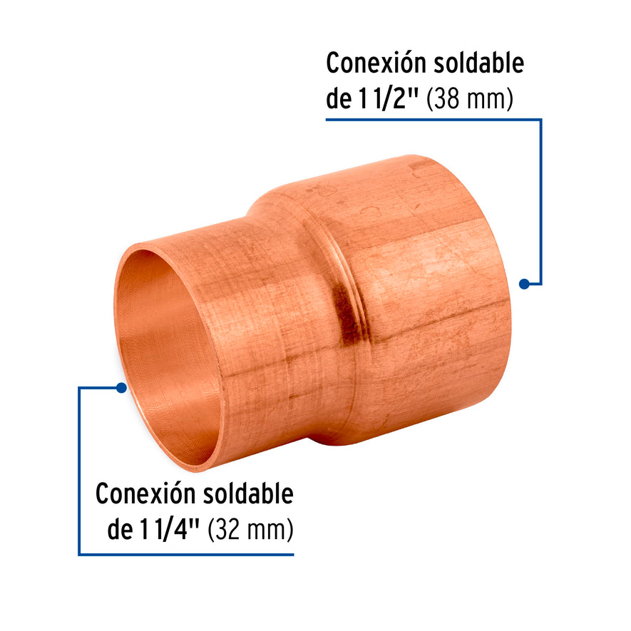 Cople reducción campana cobre 1-1/2'x1-1/4, Foset Caja con 2, 48872