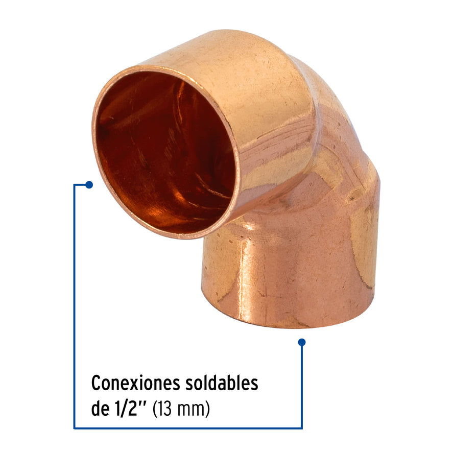 Codo de cobre 90° de 1/2', Foset Basic Caja con 10, 47631