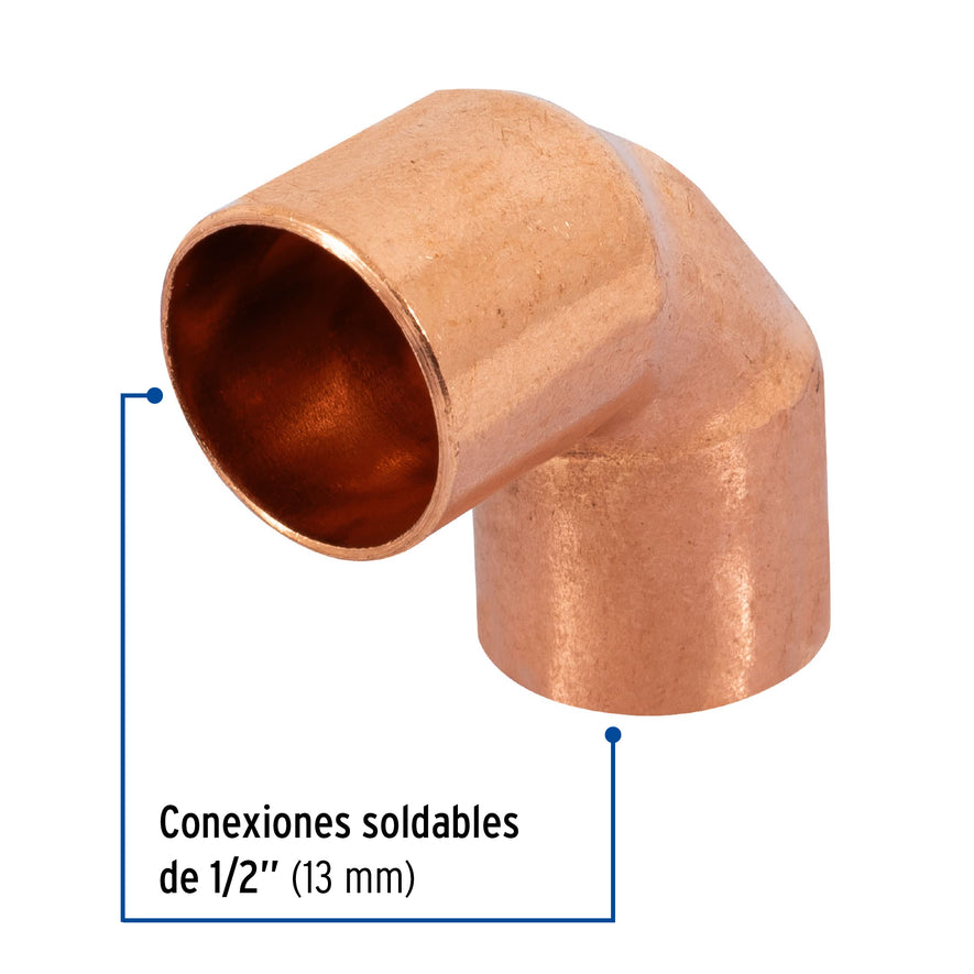 Codo 90° de cobre de 1/2', Foset Caja con 40, 49714