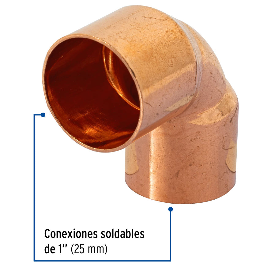 Codo de cobre 90° de 1', Foset Basic Caja con 10, 47633