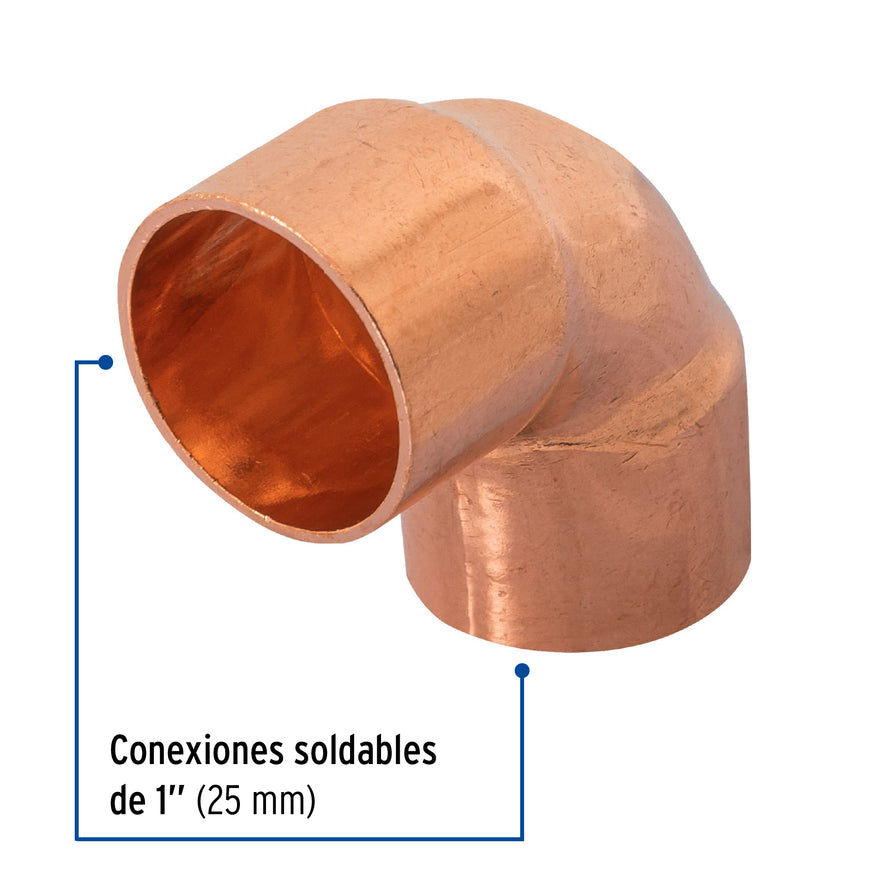 Codo 90° de cobre de 1', Foset Caja con 10, 49716