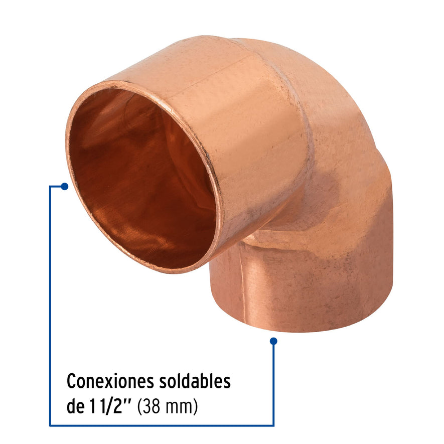 Codo 90° de cobre de 1-1/2', Foset Caja con 2, 48858