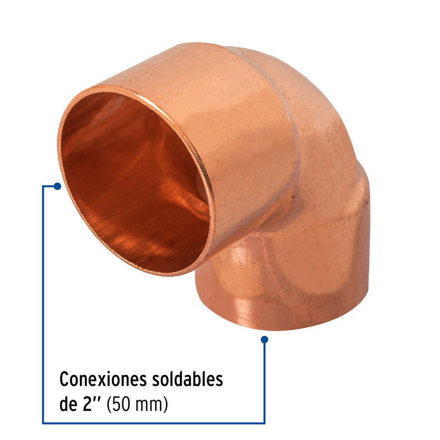 Codo 90° de cobre de 2', Foset Caja con 2, 48859