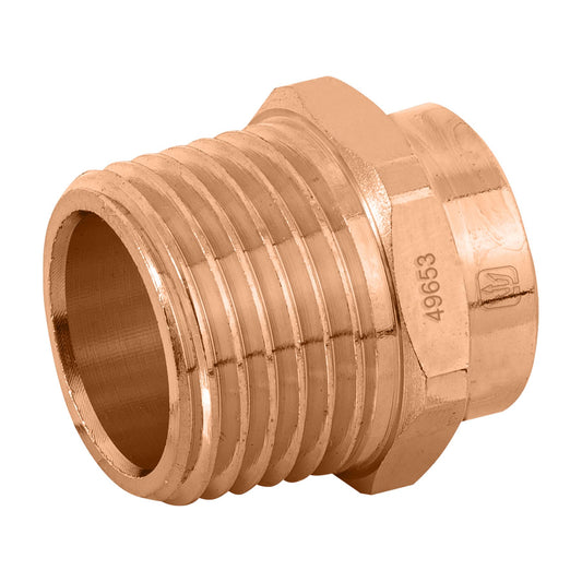 Conector de cobre, rosca exterior 1/2', Foset Caja con 20, 49653