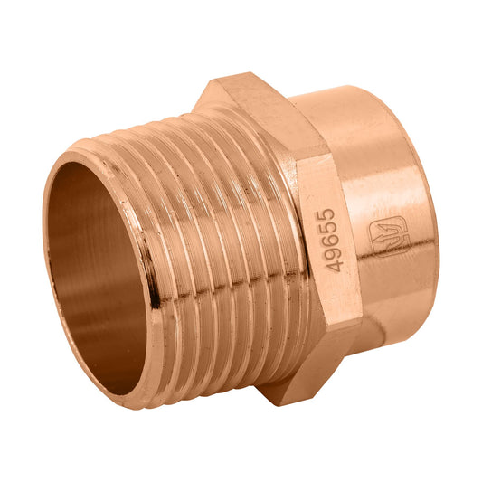Conector de cobre, rosca exterior 1', Foset Caja con 10, 49655