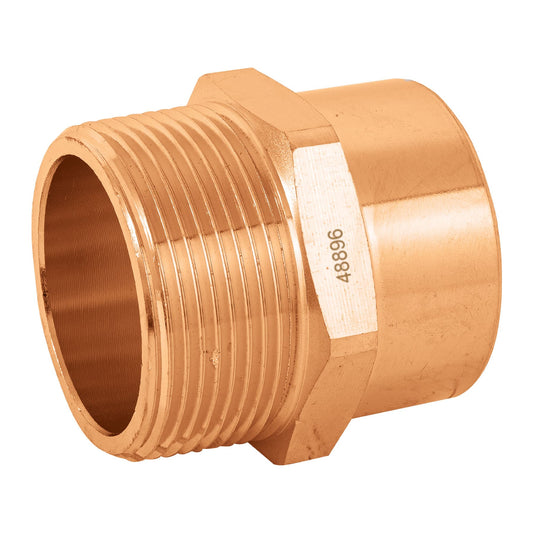 Conector de cobre, rosca exterior 1-1/2', Foset Caja con 2, 48896