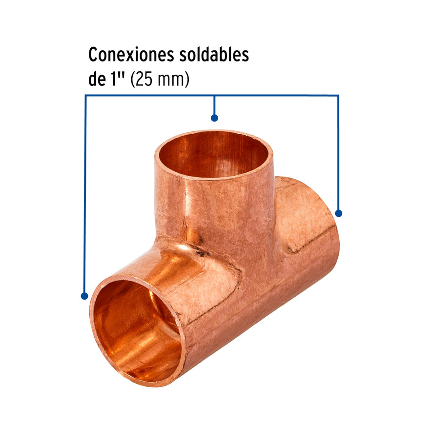 Tee sencilla de cobre 1', Foset Caja con 10, 49737