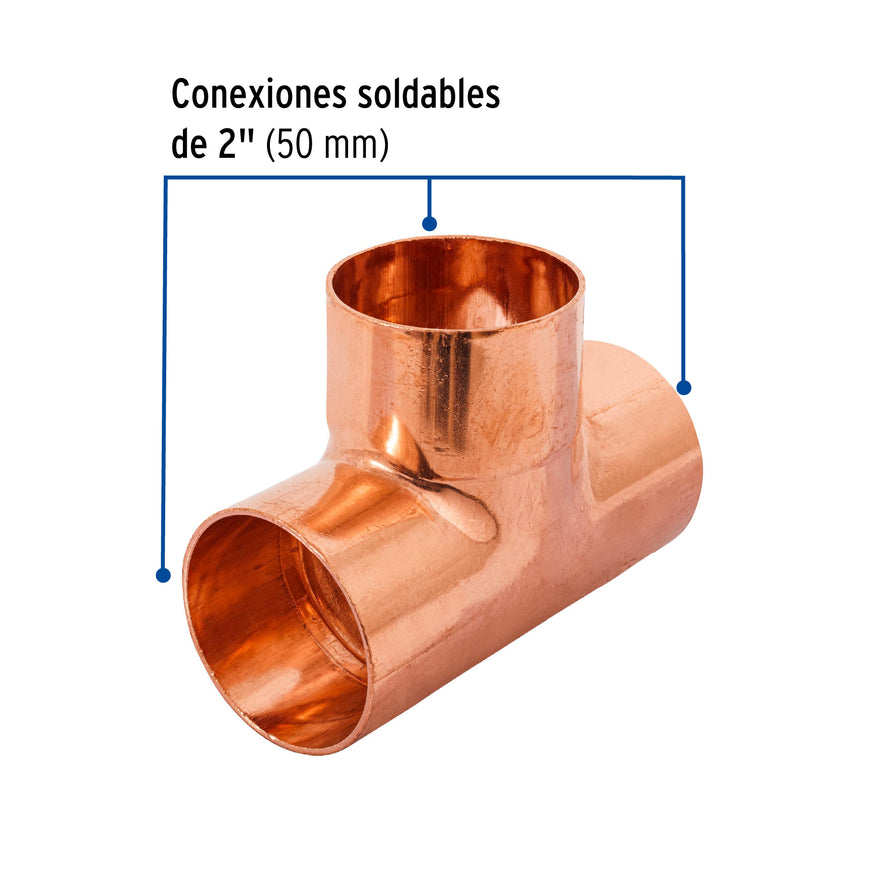 Tee sencilla de cobre 2', Foset, 48865