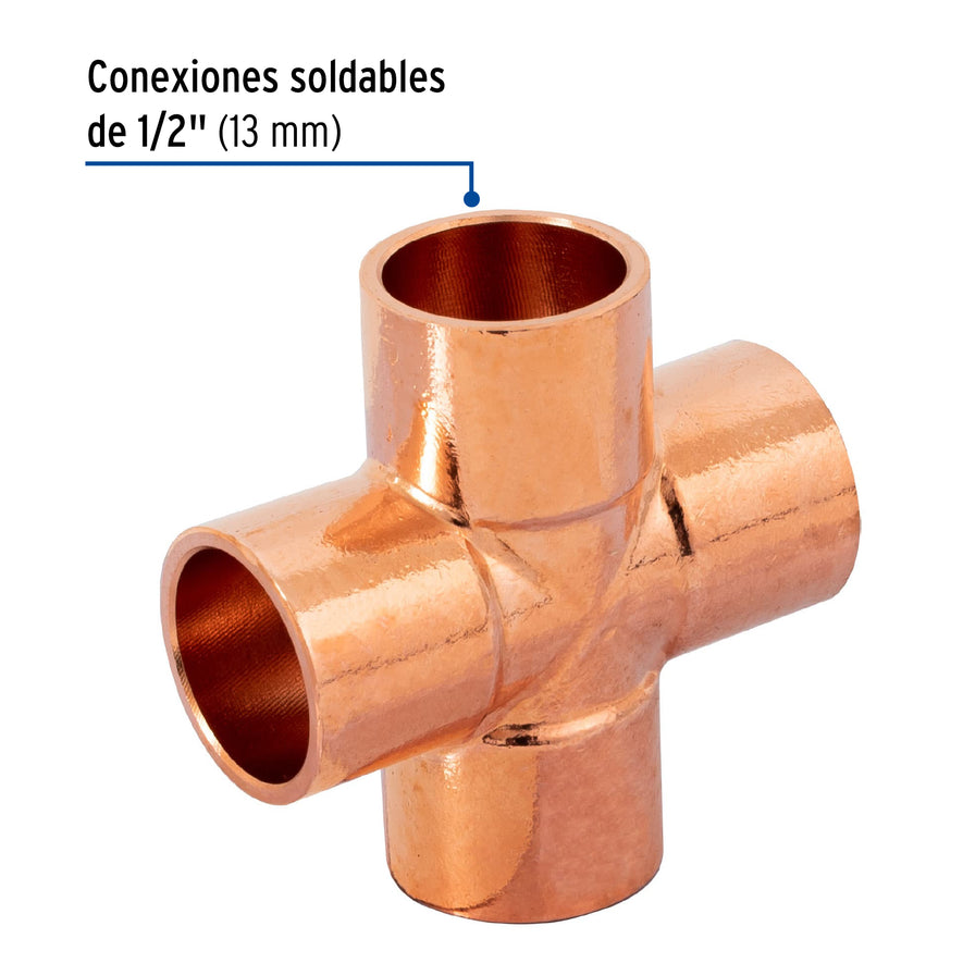 Cruz sencilla de cobre 1/2', Foset Caja con 2, 48889
