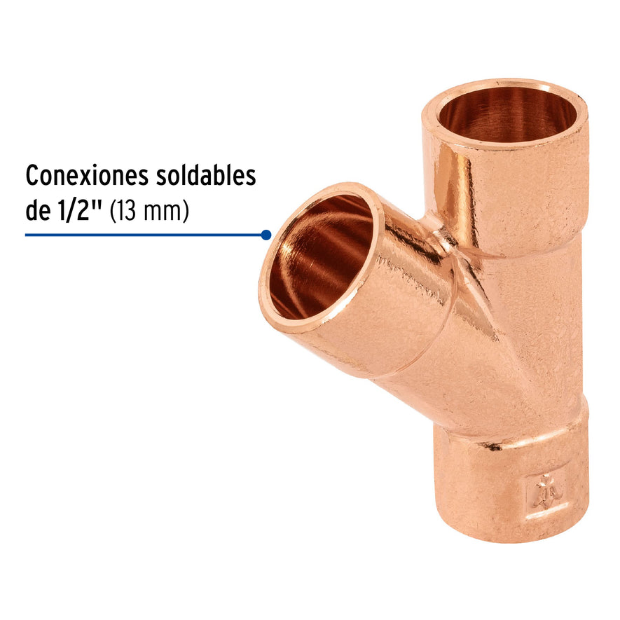 Yee sencilla de cobre 1/2', Foset Caja con 2, 48892