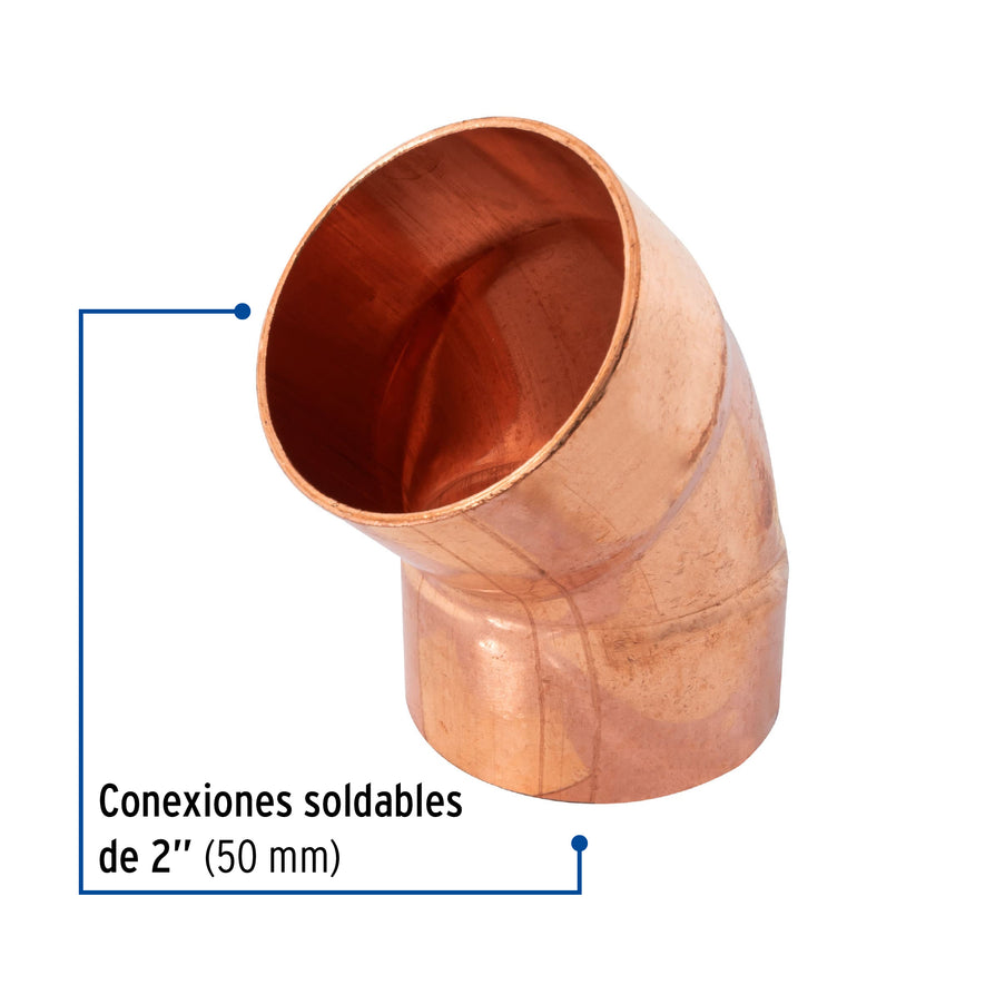 Codo 45° de cobre 2', Foset Caja con 2, 48862