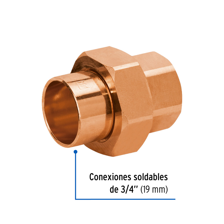 Tuerca unión de cobre de 3/4', Foset Basic Caja con 10, 47623