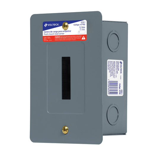 Centro de carga empotrable, 1 polo, Volteck Caja con 2, 47192