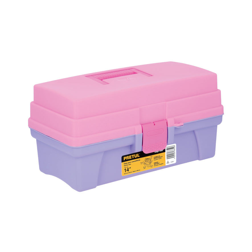 Caja cosmetiquera 14', rosa/morado, Pretul Caja con 3, 25052