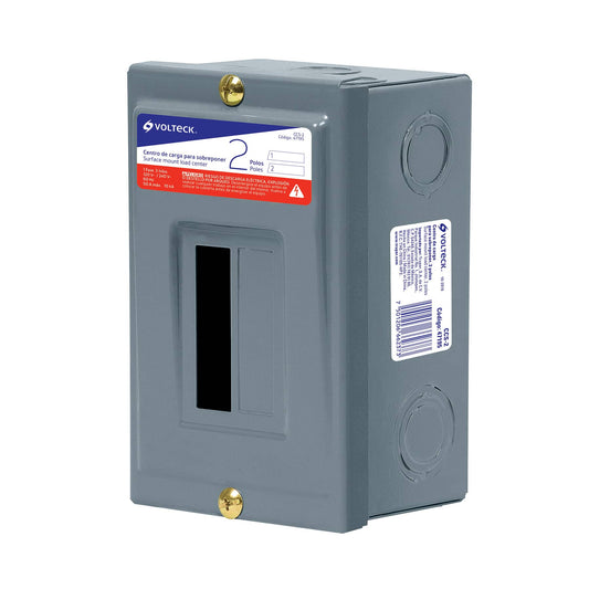 Centro de carga de sobreponer, 2 polos, Volteck Caja con 4, 47195