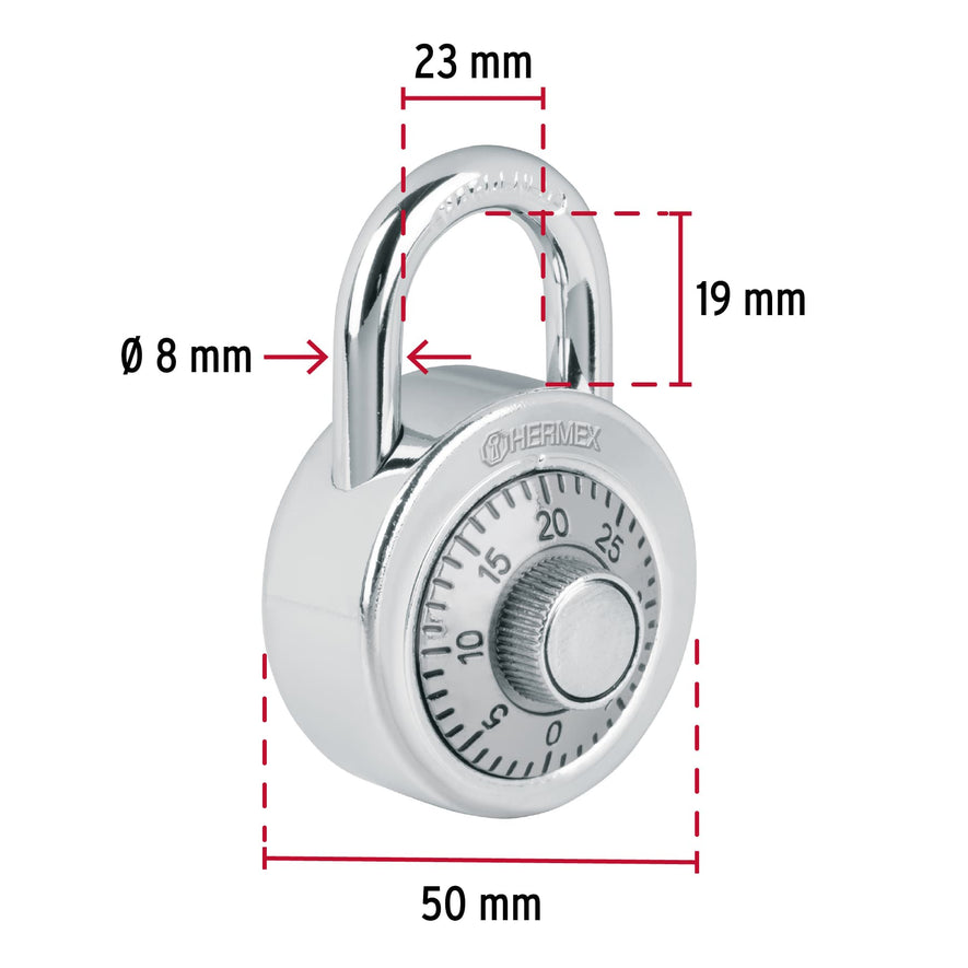 Candado de combinación de disco en blíster, Hermex Basic Caja con 6, 23525