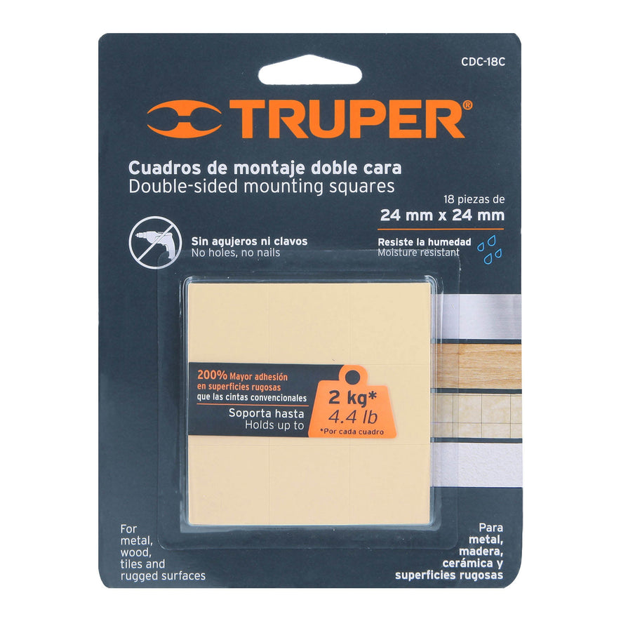 Blíster con 18 cuadros de montaje de 24 x 24 mm, Truper Caja con 16, 17290