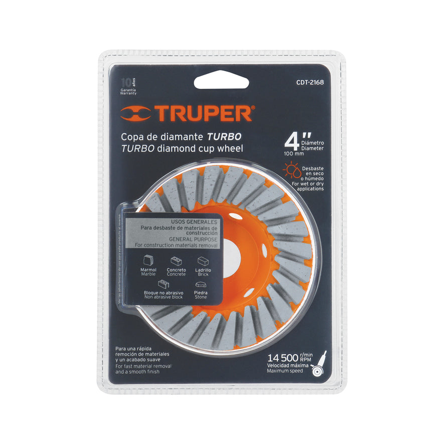 Copa de diamante turbo 4' x 7/8', TRUPER, 12258