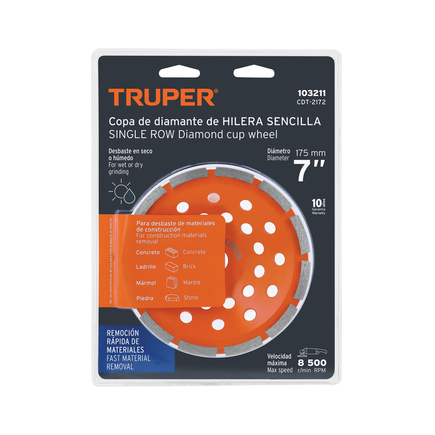 Copa de diamante 1 hilera 7' x 7/8', TRUPER, 103211