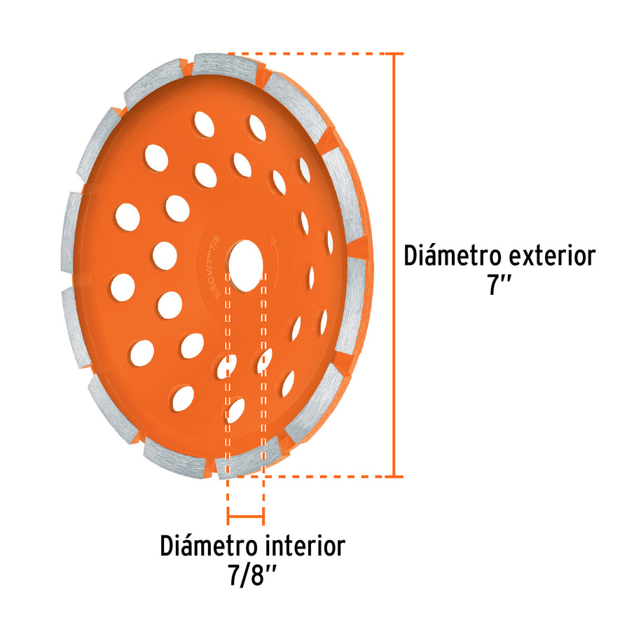 Copa de diamante 1 hilera 7' x 7/8', TRUPER, 103211