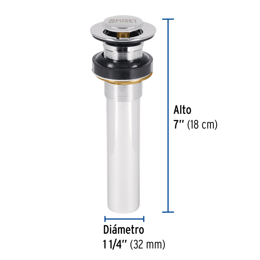 Contra p/lavabo sin rebosadero, sistema push, cromo, 1-1/4' Caja con 2, 47037