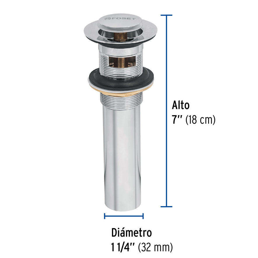 Contra p/lavabo con rebosadero, sistema push, cromo, 1-1/4' Caja con 2, 49984