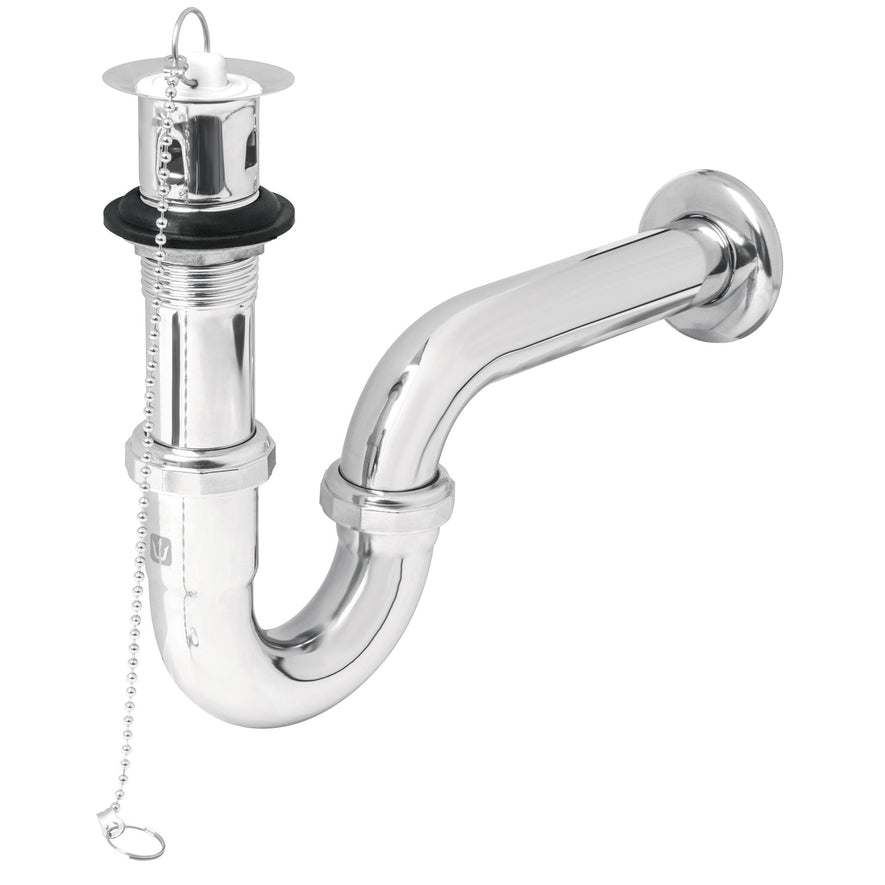 Céspol 1-1/4' c/contra, tapón y cadena, latón cromo,p/lavabo Caja con 2, 49335