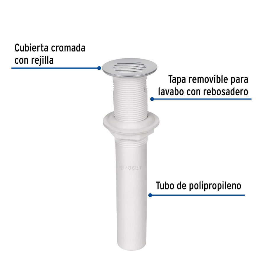 Contra para lavabo c/rebosadero, polipropileno, 1-1/4' Caja con 4, 49333