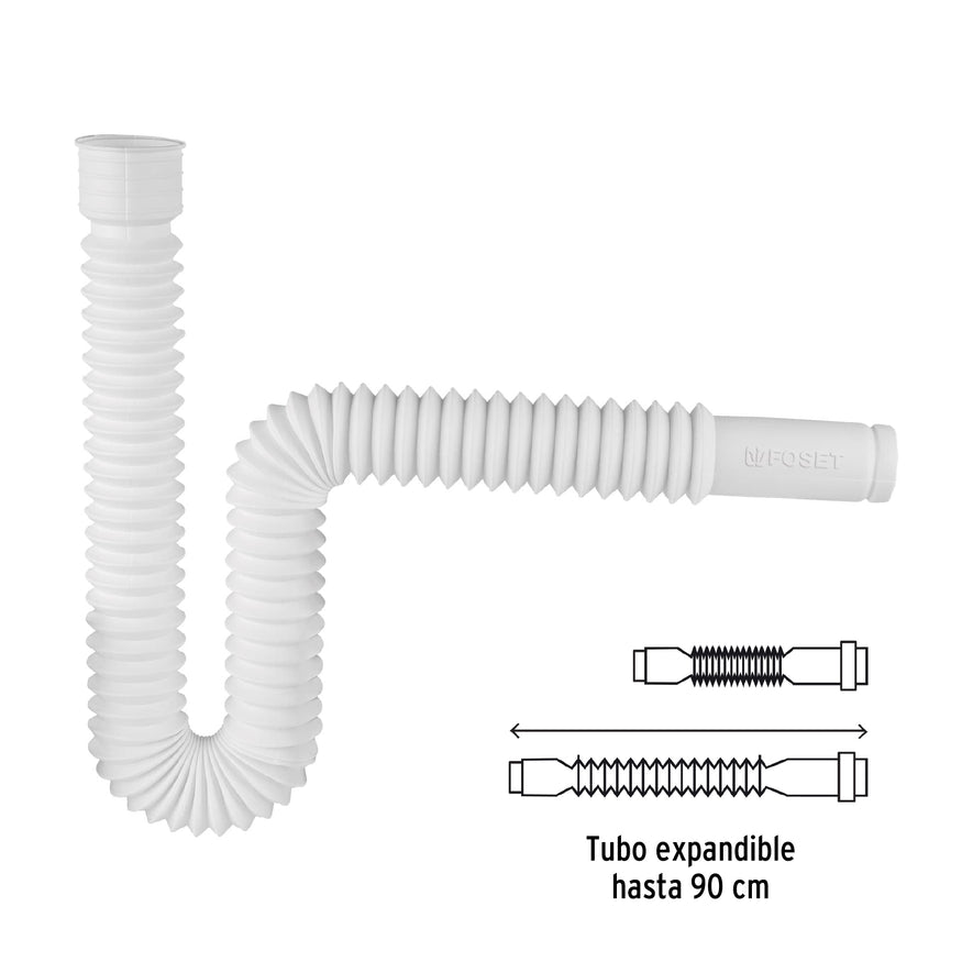 Céspol flexible, polietileno blanco, para lavabo y fregadero Caja con 4, 49509