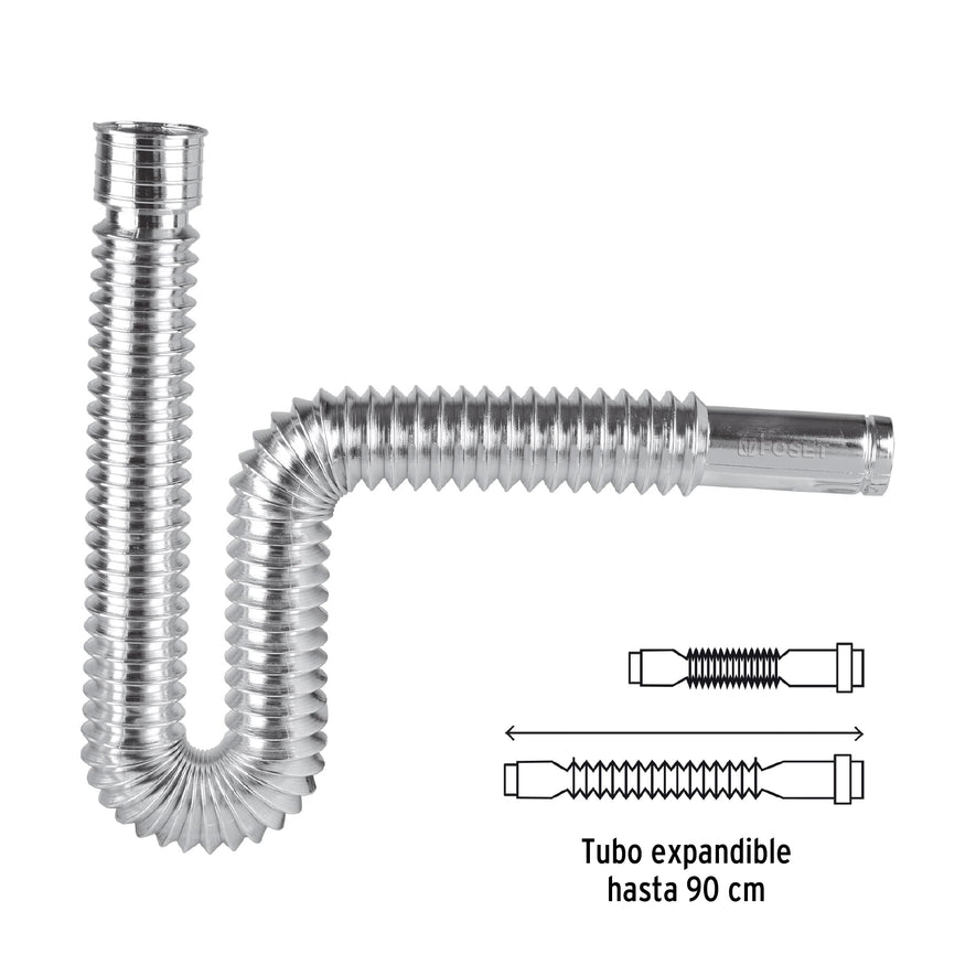 Céspol flexible, polietileno cromo, para lavabo y fregadero Caja con 4, 49507