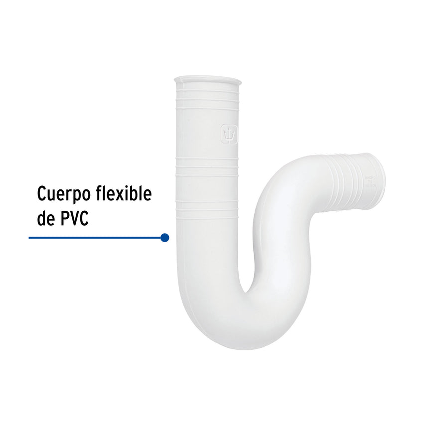Céspol flexible 1-1/4' de PVC, para lavabo, Foset Caja con 5, 49945