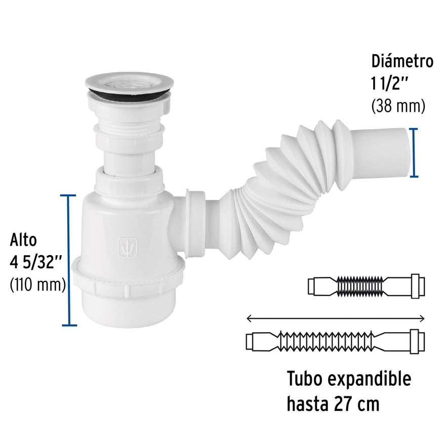 Céspol de bote 1 1/2', contra, polipropileno, para fregadero Caja con 4, 49371