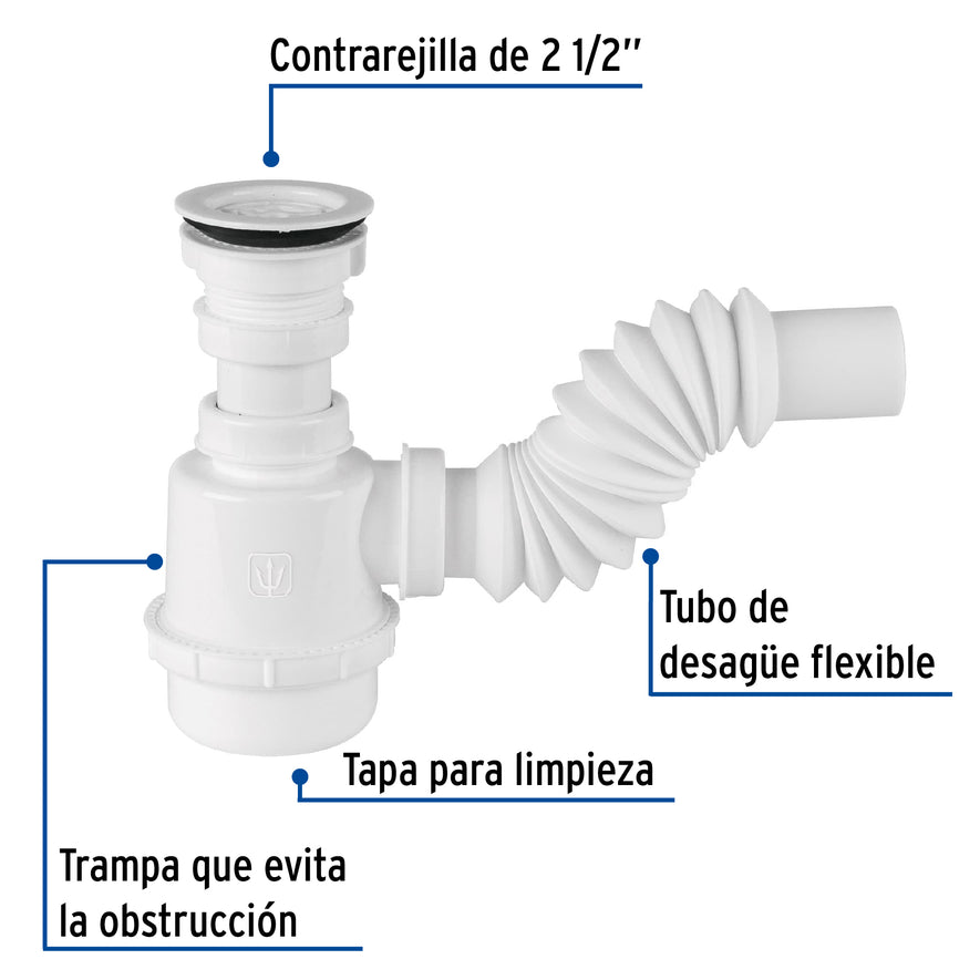 Céspol de bote 1 1/2', contra, polipropileno, para fregadero Caja con 4, 49371