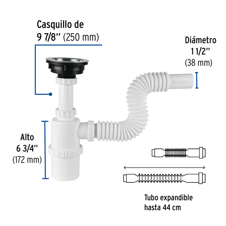 Céspol de bote con contracanasta de acero inox. p/fregadero Caja con 4, 49506