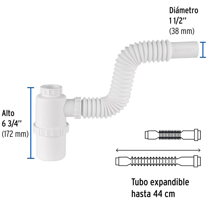 Céspol de bote 1-1/2', s/contra, polipropileno, p/fregadero Caja con 4, 49334