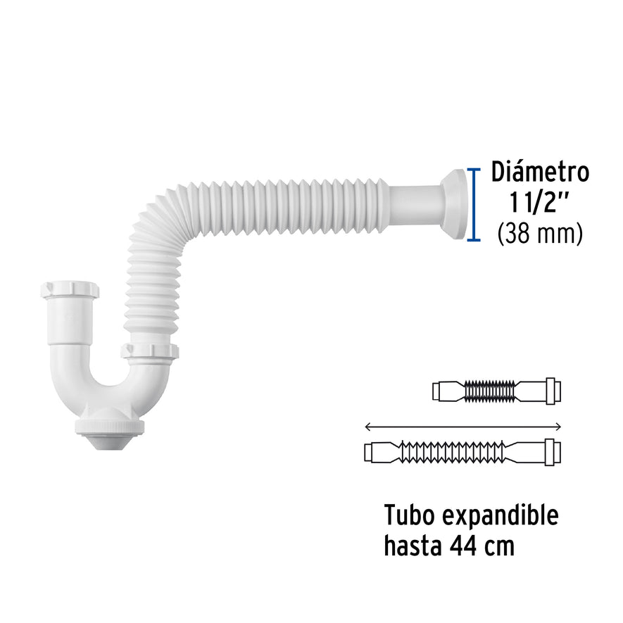 Céspol rígido p/fregadero s/contra, polipropileno, 1-1/2' Caja con 4, 45317