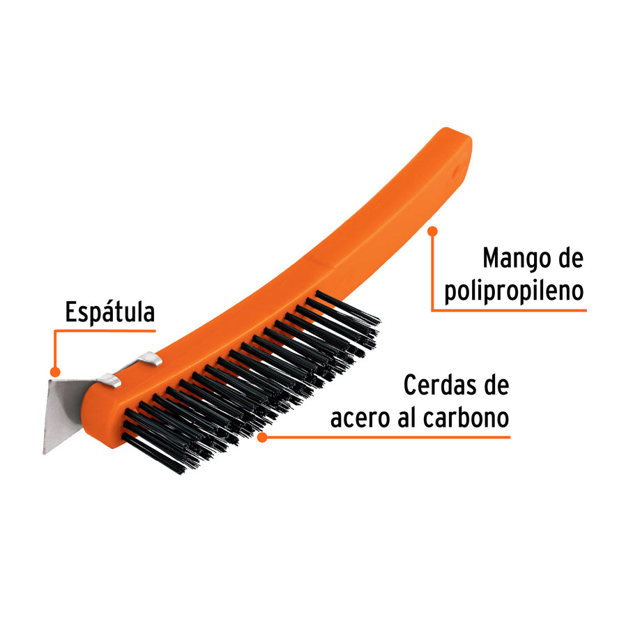 Cepillo de alambre 51 pinceles acero al carbono c/espátula Caja con 6, 11539