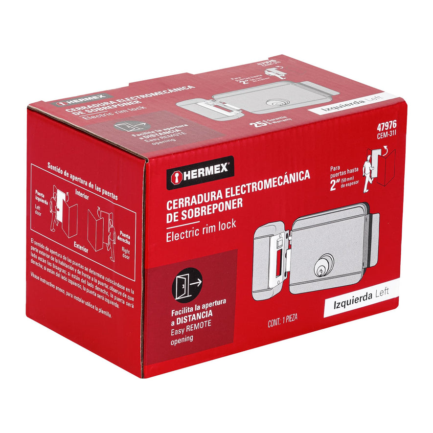 Cerradura electromecánica sin botón, izquierda, Hermex, 47976