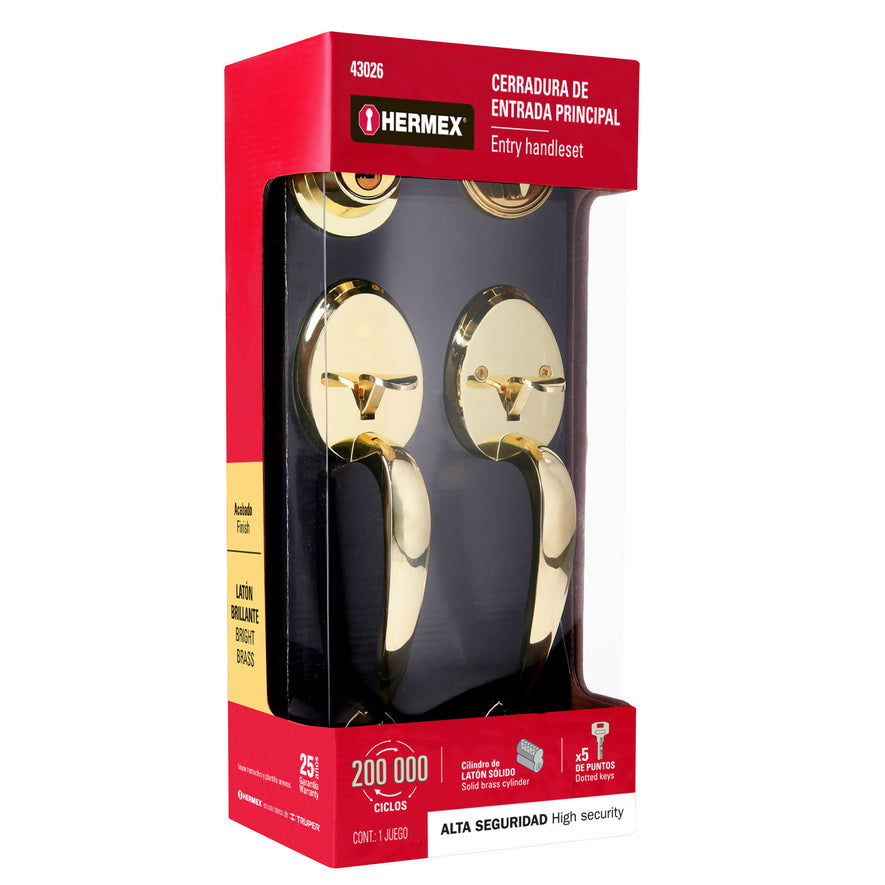 Doble jaladera, perilla y cerrojo llave-mariposa, brillante, 43026