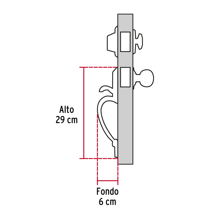 Doble jaladera, perilla y cerrojo llave-mariposa, brillante, 43026