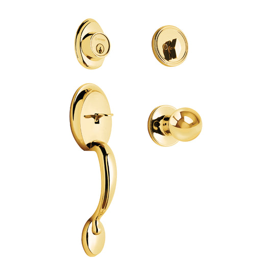 Jaladera, perilla y cerrojo mariposa, latón brillante, Basic, 23671