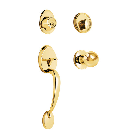 Jaladera, perilla y cerrojo llave-mariposa, latón brillante, 43021