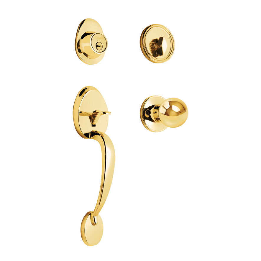 Jaladera, perilla y cerrojo llave-mariposa, latón brillante, 43021